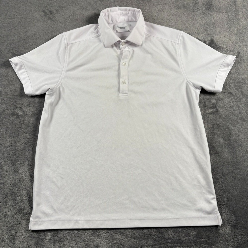 Ministry Of Supply Polo Shirt Mens M White Performance Knit Short Sleeve Outlast
